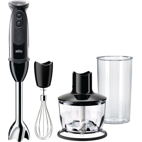 BRAUN Blender de mână MultiQuick 5 Vario MQ5235BK - 0X22111373, 1000W, 21 viteze, Picior inox, Tocător 500ml, Tel, Pahar gradat (600ml)