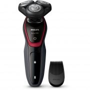 Aparat de bărbierit electric Philips S5130/06, Gama 5000, Uz uscat și cu sau fără fir, Flexibil 5 direcții, Li-Ion (uz 40min și reîncărcare 1h), SmartClick (Charcoal Grey - Bright Juicy Red)