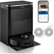 Aspirator robot BOSCH Spotless Max BCRDW3BAB, Apă 55ml, Rezervor 0.3l, Perie Carbon Power, Funcție Reduced Tangling, Navigare ușoară, Negru