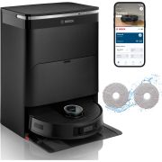 Aspirator robot BOSCH Spotless Max Cam BCRDW3BX, Apă 55ml, Rezervor 0.3l, Perie Carbon Power, Funcție Reduced Tangling, Navigare ușoară, Negru