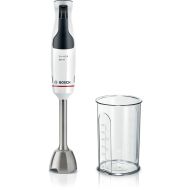 Blender de mână BOSCH Serie 4 ErgoMaster MSM4W410, 800W, Baghetă inox, Cuțit QuattroBlade 4 lame, Pahar mixare gradat, Cuplaj ceramic, Funcție AntiSplash, C1.40m, White Anthracite