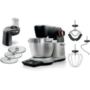 Robot de bucătărie planetar BOSCH Serie 8 MUMS8 Scale MUMS8ZS13, 1800W (7 trepte), Bol inox șlefuit 6l cu mânere, Set patiserie, Cântar, Cronometru, SoftStart, AirCooling, Carcasă metalică, Pearl Silver