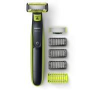 Aparat de tuns și ras Philips OneBlade QP2620/20, Față&Corp, Wet~Dry, Fără fir, Lamă două tăișuri, Ni-MH (uz 45min,reînc. 8h), 3 piepteni (F1-3-5mm, C3mm), Lamă extra, 75dBA, Lime&Charcoal