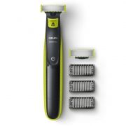 Aparat de tuns și ras Philips OneBlade QP2520/60, Față, Uz Wet~Dry, Fără fir, Lamă două tăișuri, Ni-MH (uz 45min,reînc. 8h), 3 piepteni (1-3-5mm), Lamă extra, 75dBA, Husă, Lime&Charcoal