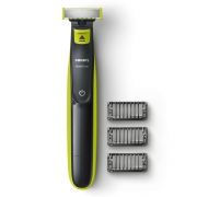 Aparat de tuns și ras Philips OneBlade QP2520/20, Față, Uz Wet~Dry, Fără fir, Lamă cu două tăișuri, Ni-MH (uz 45min,reînc. 8h), 3 piepteni (1-3-5mm), 75dBA, Husă, Lime&Charcoal