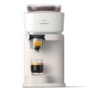 Espressor manual Philips Baristina BAR300/03, 16 bar, Râșniță ceramică, Boabe 170gr, Rezervor 1.2l, Platformă pentru cești, Oprire automată, Espresso și Lungo, Portafiltru galben, Milky White