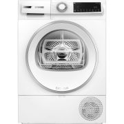 Uscător de rufe cu condensare și pompă de căldură BOSCH Serie 6 WQJ24292BY, Clasa D, 9kg, AutoDry, Rapid 40, Smart Dry, Home Connect, Half Load, Kit de evacuare apă, Filtru EasyClean, Coș pentru lână, Alb