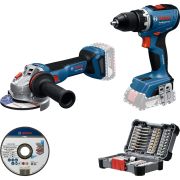 Set combi BOSCH 0615A50091, 1x GSR 18V-65, 1x GWS 18V-11, disc de tăiere și biți