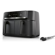 Friteuză cu aer cald BOSCH Serie 4 MAFD440B7, Coș dublu, Nominală 2500W, Volum 2x4.5l, 6 programe, Touch Control, Timer, 40~230°C, Încălzire superioară, 63dBA, Clește, Neagră
