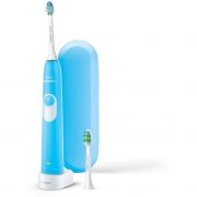 Periuţă de dinţi electrică Philips Sonicare Let's Start HX6212/87, Până la 62k mișcări pe minut, 1 mod, 1 intensitate, EasyStart, SmarTimer, QuadPacer, NiMH (uz 2 săpt,reînc 24h), Albastru