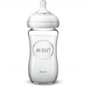 Biberon Philips AVENT Natural 2.0 SCF053/17, 1-12 luni, 240ml, Tetină ultramoale SCF042/27, Debit lent, Sistem anti-colici, Curățare ușoară, Sticlă borosilicată (calitate farmaceutică), Termorezistent