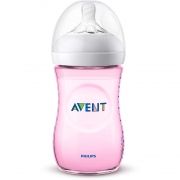Biberon Philips-Avent SCF034/17 [Gama Natural], cu tetina debit lent, Roz, 260 ml, 1+ luni