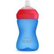 Cană Philips Avent SCF802/01 cu tetină moale, rezistentă la muşcături, 300 ml, 9+ luni, Roşu/Albastru