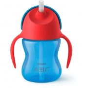 Cană Philips Avent SCF796/01 cu pai, 200 ml, 9+ luni, Albastru/Roşu