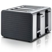 Prăjitor de pâine BOSCH TAT7S45, 1500~1800W (7 trepte), 4 fante, 2 compartimente independente, Centrare automată, Senzor electronic pentru prăjire uniformă, Dezghețare, Reîncălzire, Tastă STOP, Graphite