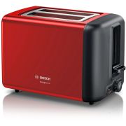 Prăjitor de pâine BOSCH DesignLine TAT3P424, 820-970W (5 trepte), Dezgheţare, Încălzire, High Lift, Buton STOP, Grătar chifle, Senzor electronic pentru prăjire uniformă, Centrare automată, Deep Red Crystal