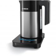 Fierbător de apă BOSCH TWK7203, 1850~2200W, 1.7L, 7 temperaturi, KeepWarm 30min, Scală gradată, Pereți dubli, Ecran tactil, Filtru anticalcar detașabil, Bază 360°, Stainless Steel and Black