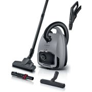 Aspirator cu sac BOSCH Serie 6 BGB6X330, Aspirare uscată, 600W, Sac 4l, Cablu 9.3m, 4 roți, Filtru igienic lavabil HEPA, Telecomandă mâner, Iluminare LED, Perie mobilier, Perie parchet, 75dBA, G4.3kg, Graphite