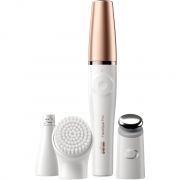 Epilator facial 3-în-1 BRAUN FaceSpa Pro 911, Îndepărtează delicat părul, Peria de curățare înlătură delicat impurități, Cap pentru aplicare ser, Impermeabil, Săculeț gri (White Bronze)