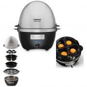 Fierbător automat pentru ouă Cuisinart Egg Central CEC10E, Putere 600W, 10 ouă fierte tari sau moi, 4 ouă ochiuri, Omletă din 3 ouă, Cronometru, Semnal sonor, Oprire automată, Capac și plită din oțel inoxidabil