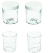 Set de două recipiente pentru brânză Cuisinart YM402E, Capacitate 230ml, Material plastic, Dispun de sită și capac, Pentru aparatul de preparat iaurt Cuisinart YM400E