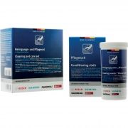 Set BOSCH Cleaning and Care 00311964, Compus din 00311946 (pudră 100g) și 00312007 (5 lavete), Curăţă şi întreţine suprafeţele din oţel inoxidabil