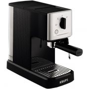 Espressor manual cu pompă KRUPS Calvi Meca XP344010, 1460W, 15bar, 1.1l, Măcinată și Capsule, Thermoblock, Duză SuperCappuccino, Espresso simplu sau dublu, Spațiu de depozitare integrat (Black Metal)