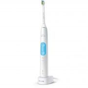 Periuţă de dinţi electrică Philips ProtectiveClean 4500 HX6888/90, Până la 62k mișcări pe minut, 2 moduri, 2 intensități, EasyStart, BrushSync, QuadPacer, Li-Ion (uz 2 săpt), White and Medium Blue