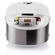 Multicooker Philips Viva HD3037/70, 980W, Volum 5l (orez 1.8l), 10 programe, Carcasă exterioară inox, Vas aluminiu teflonat, Cronometru, Păstrare la cald, Polonic, Spatulă, Pahar gradat, Carte cu 27 rețete