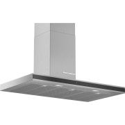 Hotă decorativă perete BOSCH Seria 4 DWB97FM50, l90cm, Perete, 255W (3 trepte + Intensiv), Afișaj TouchControl, Consum mediu 62.5KWh/an, Evacuare 739m3h, Recirculare 499m3h, 2 lămpi LED 1.5W 214lux 3500K, 74dBA, Inox