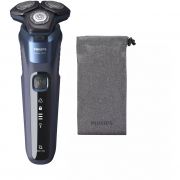 Aparat de bărbierit electric Philips Seria 5000 S5585/10, Wet-Dry-Shower, Fără fir, Gel-Spumă, Li-Ion (uz 1h,reînc. 1h), Capete flexibile 360-D, PopUp Trimmer, Mâner cauciucat, 69dbA, Midnight Blue