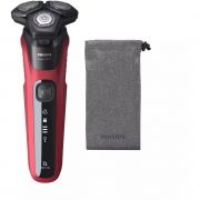 Aparat de bărbierit electric Philips Seria 5000 S5583/10, Tehnologie SkinIQ, Capete flexibile 360°, 60 min, Husă, Barbierit umed și Uscat, Fără fir, Culoare: roșu