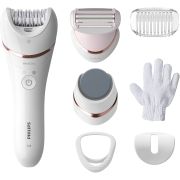 Epilator Philips Seria 8000 BRE730/10, Wet-Dry-Shower, Fără fir, Picioare și corp, 7 accesorii, Li-Ion QC (uz 40min,reînc. 2h), Cap epilare extralat, Discuri ceramice, Lumină unică, Hus