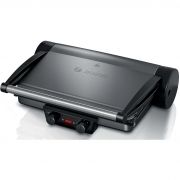 Grătar electric 3în1 BOSCH TCG4215, 2000W, 5 nivele, Corp inox, Plăci grill înclinate antiadezive detașabile aluminiu 32.8x23.8cm, Două tăvițe, Control individual al temperaturii, Păstrare la cald, Anthracite