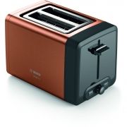 Prăjitor de pâine compact BOSCH DesignLine TAT4P429, 820-970W (6 trepte), 2 fante, Dezghețare, Încălzire, High Lift, Grătar integrat pliabil, Buton STOP,  Centrare automată (Noble Copper Crystal)
