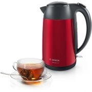 Fierbător de apă BOSCH DesignLine TWK3P424, 2400W, 1.7l (scală gradată), Indicator cești, Manevrare cu o singură mână, Filtru anti-calcar, Rotire de 360°, Siguranță triplă, Carcasă inox (Deep Red Crystal)