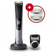 Aparat de tuns și ras Philips QP6520/20, Gama OneBlade Pro, Față, Wet&Dry, Fără fir, Două tăișuri, Pieptene de precizie, 14 trepte (0.4~10mm), Li-Ion (uz 90min,reînc. 1h), Suport + Rezerve QP220/20