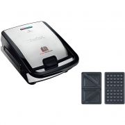 Sandwich maker TEFAL Snack Collection SW852D12, 700W, Plăci detașabile non-adezive 22.50x13.50cm, Sistem blocare, Gata în 5min, 2 seturi incluse (no2,no4), 16 seturi în total, Black Steel