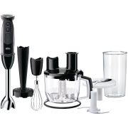 Blender de mână BRAUN MultiQuick 5 Vario MQ5277BK - 0X22111347, 1000W (21 trepte și Turbo), Picior inox, Procesor de alimente 1.5l, Tel, Pahar gradat (600ml), Accesoriu piure, Cablu 1.20m, Premium Black