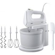 Mixer cu bol BRAUN MultiMix HM1070WH, 400W (4 viteze + Turbo), Bol 3l, 2 palete, 2 cârlige pentru aluat, Spatulă