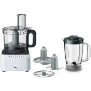 Robot de bucătărie BRAUN PureFood FP3131WH, 800W (2 trepte și Puls), Bol V2.1L, Blender V1.2L, Sistem EasyClick, Alb
