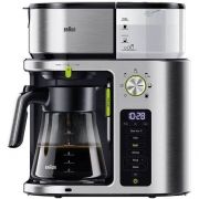 Cafetieră BRAUN MultiServe KF9170 SI, 1750W, Carafă sticlă 1.5l, Carcasă metal, 1~10 porții, Programe BrewChoice Plus, Apă fierbinte 6 trepte (70°~100°), Timer, Oră, Certificare ECBC, Stainless Steel Silver