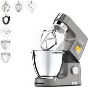 Robot de bucătărie KENWOOD Titanium Chef Patissier XL KWL90.004SI - 0W20011359, 1400W (13 trepte și Pulse), 6 funcții presetate, 2 vase 7 l/ 5 l, Cântar integrat, Sistem de încălzire, Touch screen