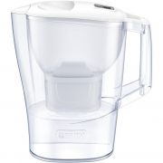 Cană filtrantă BRITA Aluna White BR1039267, V2.4l, Include 1 cartuș MAXTRA, 1 cartuș 4 săptămâni sau aprox 150l, Pâlnie specială pentru filtru fără BPA, Capac cu indicator tip Memo pentru schimbare cartuș