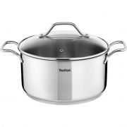 Oală pentru tocănițe cu capac de sticlă TEFAL INTUITION A7024485, D20cm, V2.9L, Oțel inoxidabil 18/10, Mânere fixe, Scală gradată, 1.2kg