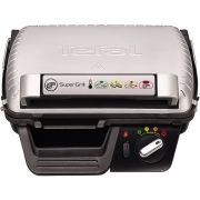 Grătar electric TEFAL Super Grill GC450B32, 2000W, Corp inox, Plăci antiadezive detașabile, Tăviță, 4 programe, Funcție timer (Grill, Barbecue), Termostat reglabil, Mâner, Ușor de depozitat, Indicatori luminoși