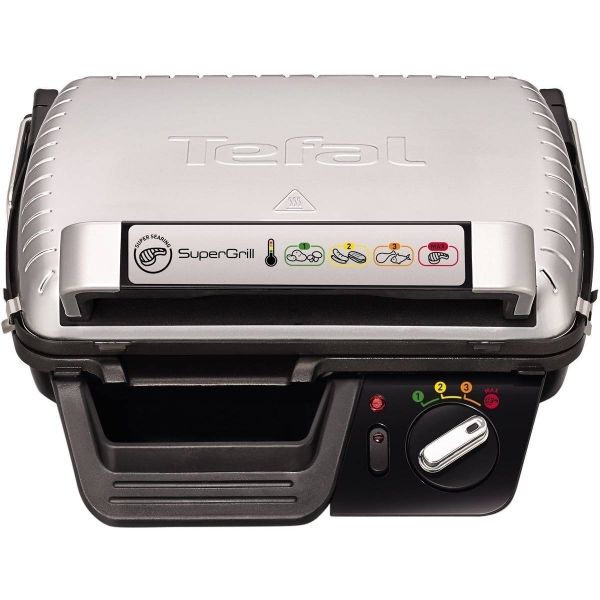 Grătar electric TEFAL Super Grill GC450B32, 2000W, Corp inox, Plăci ...