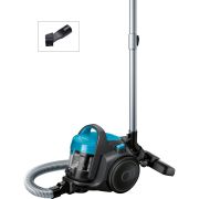 Aspirator fără sac BOSCH Serie 2 BGS05A221, 700W, 1.5l, Motor inovator HiSpin, Filtru igienic PureAir, Perie cu role multifuncțională, Ultra-compact, Derulator automat cablu, Stone Grey/Turquoise