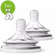 Set de 2 tetine Philips AVENT Natural SCF042/27, O lună, Tetine ultramoi și flexibile din silicon, Debit lent, Fără BPA, Design spiralat cu petale, Supapă anti-colici, Anti-aplatizare