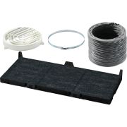 Kit recirculare BOSCH DSZ4565 - 17002003, Curăță eficient aerul de mirosurile neplăcute, Conține casetă filtru carbon activ, deflector, burlan flexibil cu 2 cleme D15cm, L80cm, 616g